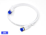QualGear RJ45 Cat 7 Ethernet Patch Cable, 10Gpbs High-Speed Cable, 600MHz, Triple-Shielded, Flat