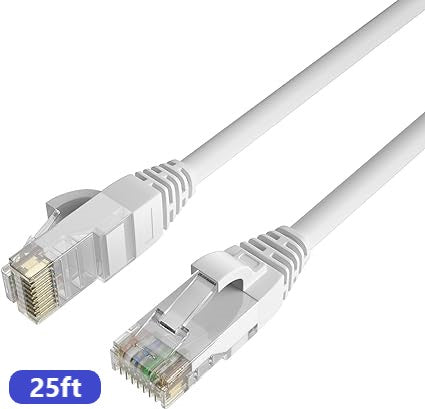 QualGear CAT 6 High Speed Internet and Ethernet Cable for Home and Office Use - 24 AWG, Up to 10 Gbps, 250MHz, Gold Plated Contacts, RJ45, Round