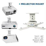 QualGear Projector Ceiling Mount Bundle with 110" Fixed Frame Projector Screen Kit