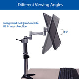 QualGear 3-Way Articulating Single Monitor Desk Mount viewing angles