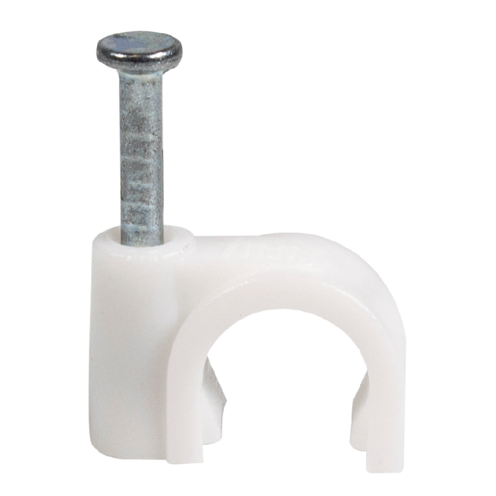 QualGear 7mm Cable Clips, White, 100 Pack, CC7-W-100-P