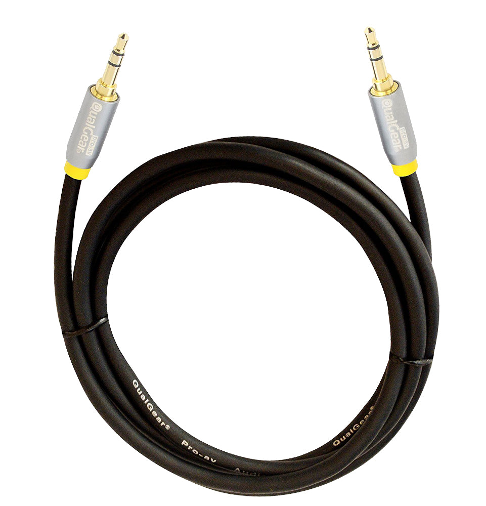 QualGear Premium Auxiliary Stereo Audio Cable - 100% OFC Copper, Gold Plated Contacts, 3.5mm Male to 3.5mm Male - 4' Black (QG-ACBL-4FT)