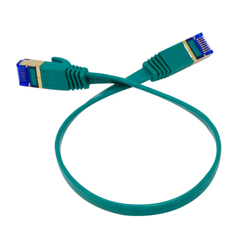 QualGear QG-CAT7F-1FT-GRN CAT 7 S/FTP Ethernet Cable Length 1 feet - 30 AWG, 10 Gbps, Gold Plated Contacts, RJ45, 99.99% OFC Copper, Color Green
