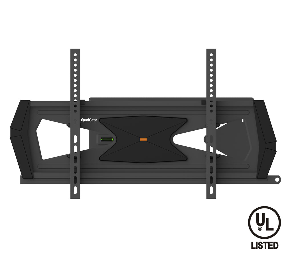 QualGear QG-TM-032-BLK heavy duty full motion TV wall mount, UL Listed, black, front view