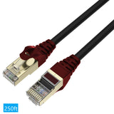 QualGear CAT 7O S/FTP High Speed Internet and Ethernet Cable for Outdoors - Weatherproof, 26 AWG, 10 Gbps, 600MHz, Gold Plated Contacts, RJ45, 99.99% OFC Copper, Black, Outdoors