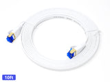 QualGear RJ45 Cat 7 Ethernet Patch Cable, 10Gpbs High-Speed Cable, 600MHz, Triple-Shielded, Flat