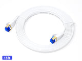 QualGear RJ45 Cat 7 Ethernet Patch Cable, 10Gpbs High-Speed Cable, 600MHz, Triple-Shielded, Flat