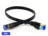 QualGear RJ45 Cat 7 Ethernet Patch Cable, 10Gpbs High-Speed Cable, 600MHz, Triple-Shielded, Flat