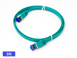 QualGear RJ45 Cat 7 Ethernet Patch Cable, 10Gpbs High-Speed Cable, 600MHz, Triple-Shielded, Flat