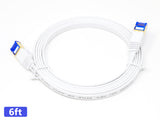 QualGear RJ45 Cat 7 Ethernet Patch Cable, 10Gpbs High-Speed Cable, 600MHz, Triple-Shielded, Flat