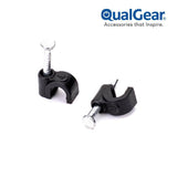 Two black 4 mm clips with '4' molding visible; includes small baked 'QualGear Accessories that Inspi
