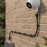 QualGear CAT 6 outdoor ethernet cable weatherproof cca 24 awg 250 mhz black, shown installed.