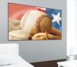 TV hung flush on a wall with the QualGear QG-TM-001 fixed wire rope mount, living room view