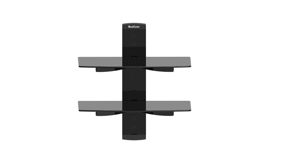 QualGear dual shelf wall mount 17.6 lb / 8 kg per shelf black.
