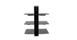 QualGear triple shelf wall mount 17.6 lb / 8 kg per shelf black.