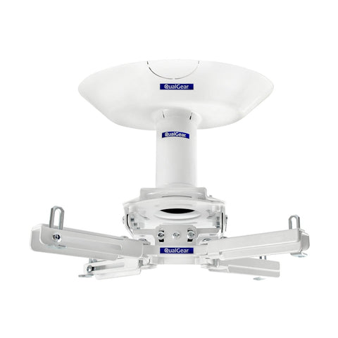 QualGear projector ceiling mount kit single joist white, with included hardware.