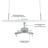 QualGear drop ceiling projector mount kit 6"x2', white, shown installed.