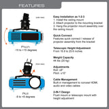 QualGear universal telescopic projector ceiling mount black, shown installed.