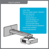 QualGear projector wall mount with fine tune adjustments white.