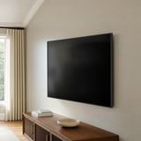 QualGear 37-70 in Fixed Wire Rope TV Wall Mount, Stainless Steel in use, lifestyle view