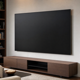 QualGear 60-100 in UL Listed Heavy Duty Fixed TV Wall Mount, Black in use, lifestyle view