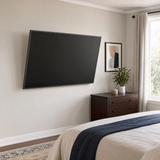 QualGear 23-47 in Tilting TV Wall Mount, Low Profile, Black in use, lifestyle view