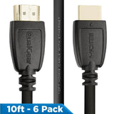 QualGear high speed HDMI 2.0 cable connectors, black, 10 ft, 6-pack