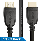 QualGear high speed HDMI 2.0 cable connectors, black, 3 ft, 2-pack