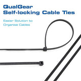 QualGear CT1-MC-200-P Self-Locking Cable Ties, Assorted, 200/Poly Bag
