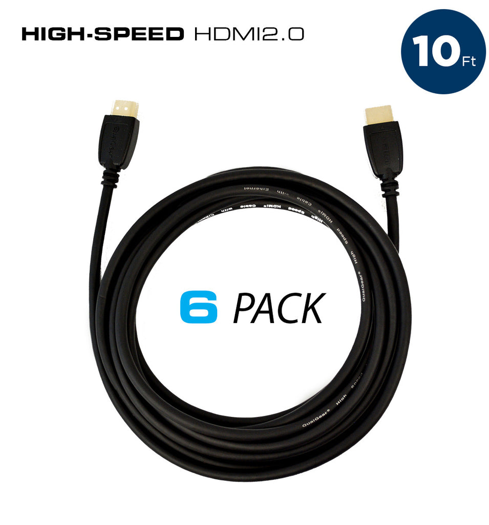 QualGear High Speed HDMI 2.0 Cable 10 Feet-6 Pack Main Image