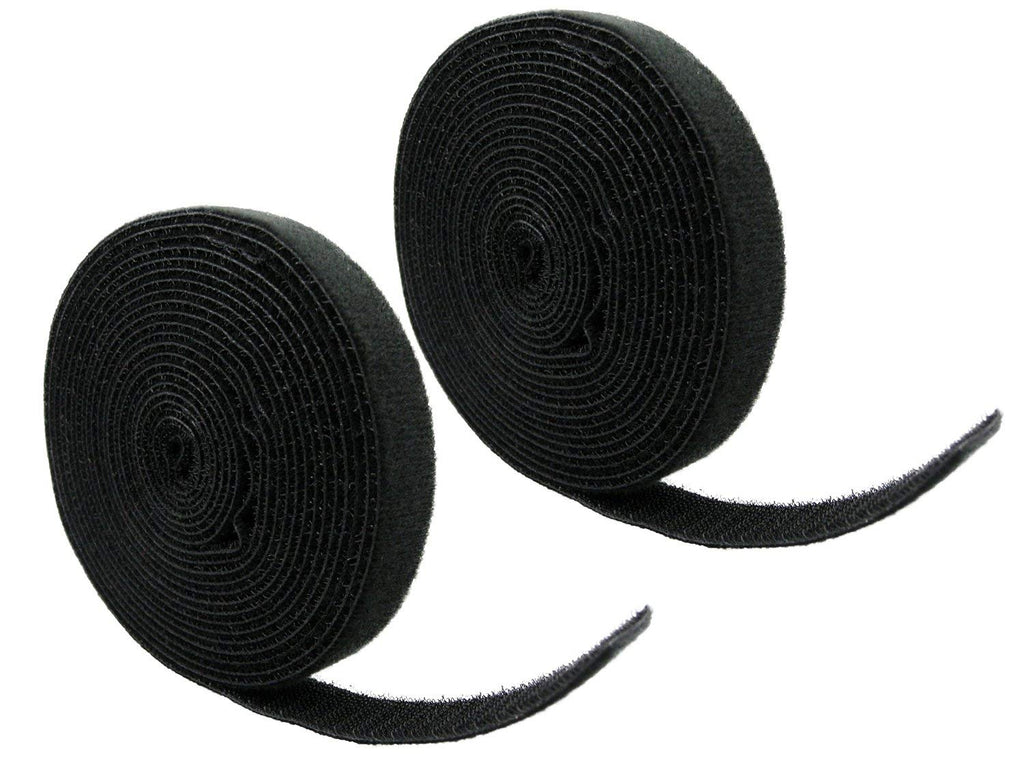 QualGear VR1-B-1-P-2PK Reusable Self Gripping Cable Tie Roll, Black - 2 Pack