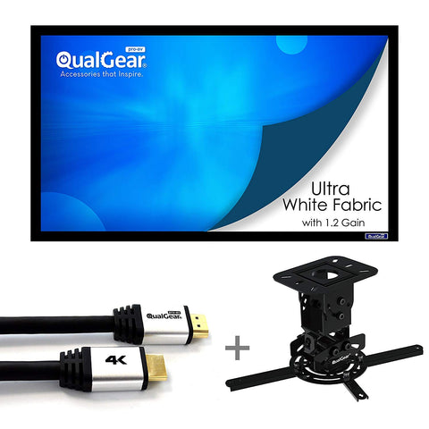 QualGear Projector Ceiling Mount Bundle with 120" Fixed Frame Projector Screen Main Image