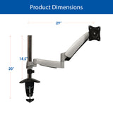 QualGear Articulating Monitor Desk Mount with Spring Arm Dimensions