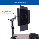 QualGear 3-Way Articulating Single Monitor Desk Mount rotational