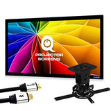 QualGear Projector Ceiling Mount Bundle with 110" Fixed Frame Projector Screen Main Image