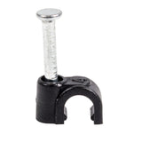 QualGear 4 mm nail-in cable clip in black with 4mm marking, the smallest clip size, from the 100-pack