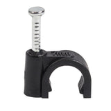 QualGear 7 mm nail-in cable clip in black with 7mm marking and steel nail, from the 100-pack