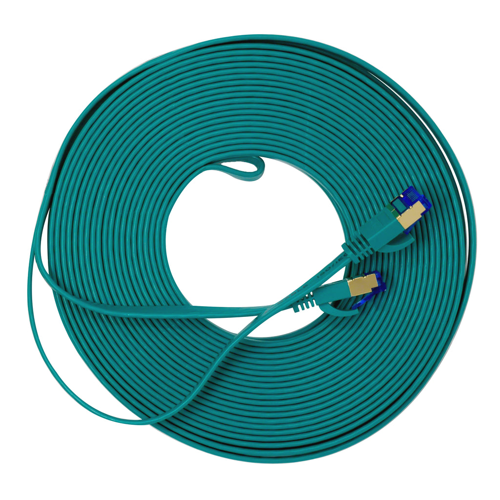 QualGear QG-CAT7F-50FT-GRN CAT 7 S/FTP Ethernet Cable Length 50 feet - 26 AWG, 10 Gbps, Gold Plated Contacts, RJ45, 99.99% OFC Copper, Color Green