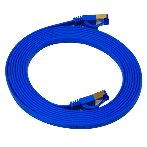 QualGear QG-CAT7F-10FT-BLU CAT 7 S/FTP Ethernet Cable Length 10 feet - 30 AWG, 10 Gbps, Gold Plated Contacts, RJ45, 99.99% OFC Copper, Color Blue