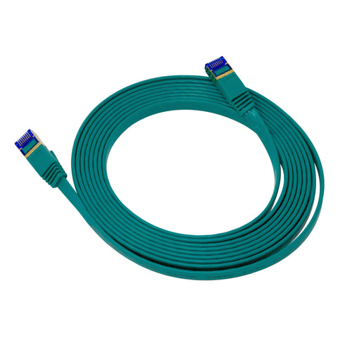 QualGear QG-CAT7F-10FT-GRN CAT 7 S/FTP Ethernet Cable Length 10 feet - 30 AWG, 10 Gbps, Gold Plated Contacts, RJ45, 99.99% OFC Copper, Color Green