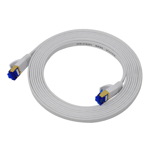 QualGear QG-CAT7F-10FT-WHT CAT 7 S/FTP Ethernet Cable Length 10 feet - 30 AWG, 10 Gbps, Gold Plated Contacts, RJ45, 99.99% OFC Copper, Color White