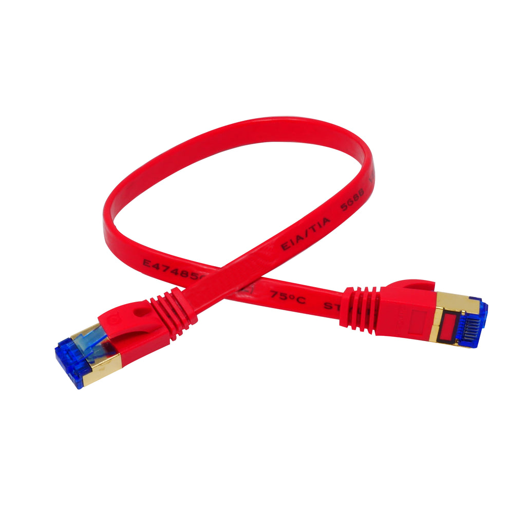 QualGear QG-CAT7F-1FT-RED CAT 7 S/FTP Ethernet Cable Length 1 feet - 30 AWG, 10 Gbps, Gold Plated Contacts, RJ45, 99.99% OFC Copper, Color Red