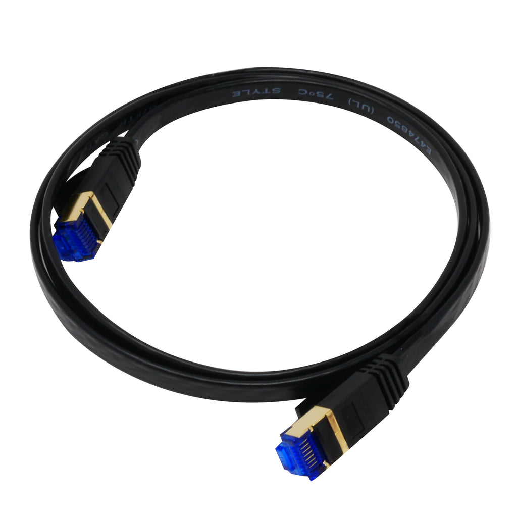QualGear QG-CAT7F-3FT-BLK CAT 7 S/FTP Ethernet Cable Length 3 feet - 30 AWG, 10 Gbps, Gold Plated Contacts, RJ45, 99.99% OFC Copper, Color Black