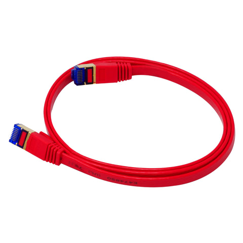 QualGear QG-CAT7F-3FT-RED CAT 7 S/FTP Ethernet Cable Length 3 feet - 30 AWG, 10 Gbps, Gold Plated Contacts, RJ45, 99.99% OFC Copper, Color Red