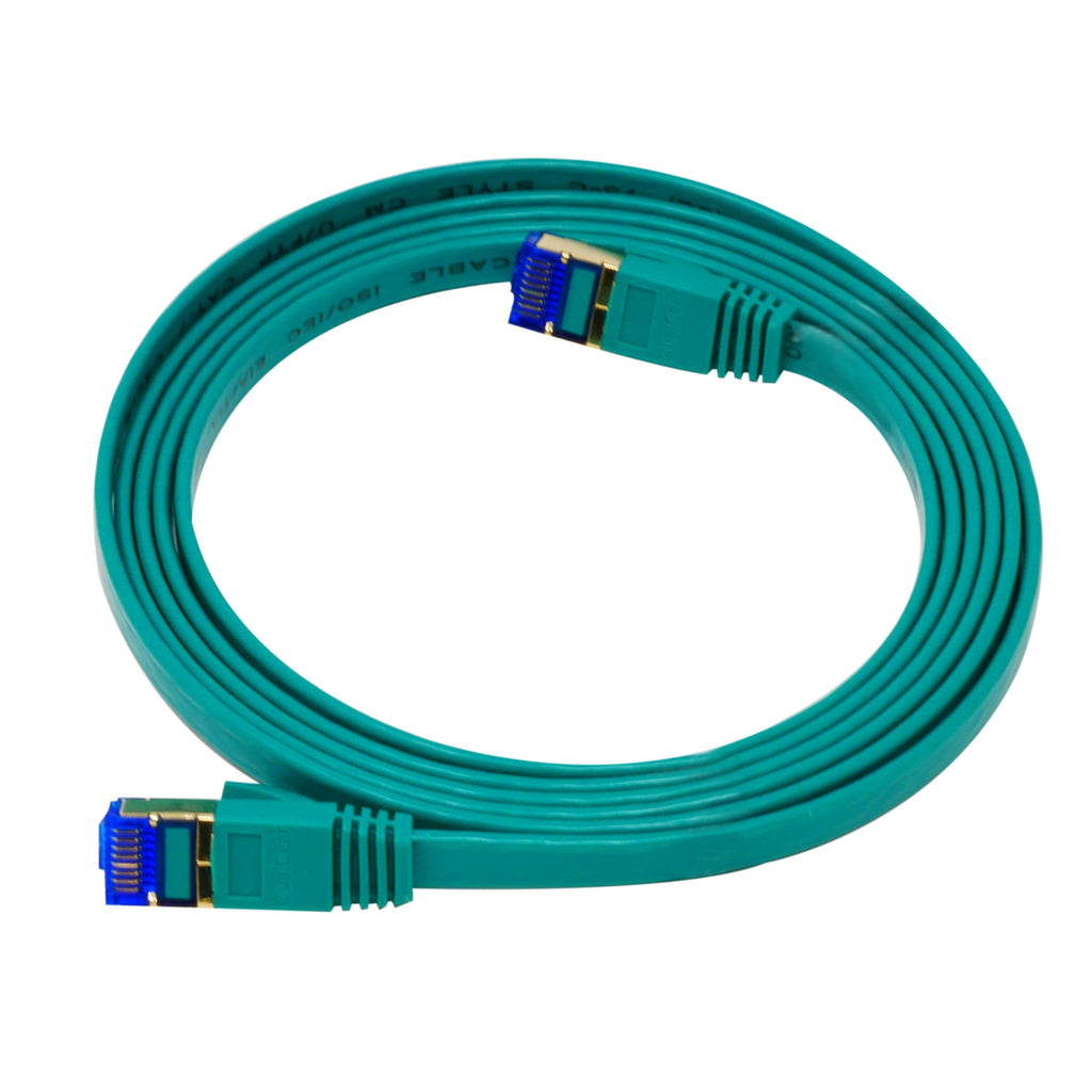 QualGear QG-CAT7F-6FT-GRN CAT 7 S/FTP Ethernet Cable Length 6 feet - 30 AWG, 10 Gbps, Gold Plated Contacts, RJ45, 99.99% OFC Copper, Color Green