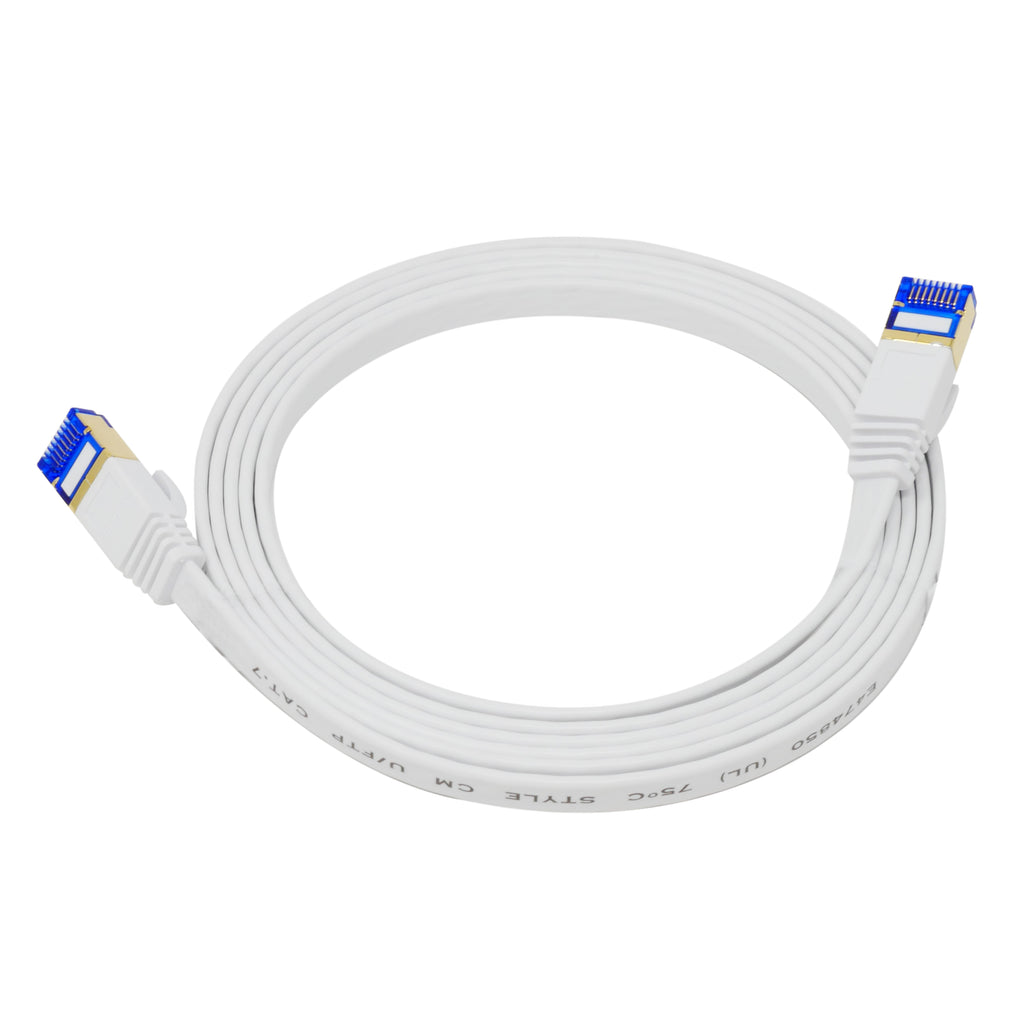QualGear QG-CAT7F-6FT-WHT CAT 7 S/FTP Ethernet Cable Length 6 feet - 30 AWG, 10 Gbps, Gold Plated Contacts, RJ45, 99.99% OFC Copper, Color White