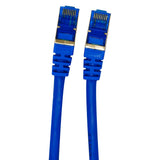 QualGear QG-CAT7R-25FT-BLU CAT 7 S/FTP Ethernet Cable Length 25 feet - 26 AWG, 10 Gbps, Gold Plated Contacts, RJ45, 99.99% OFC Copper, Color Blue