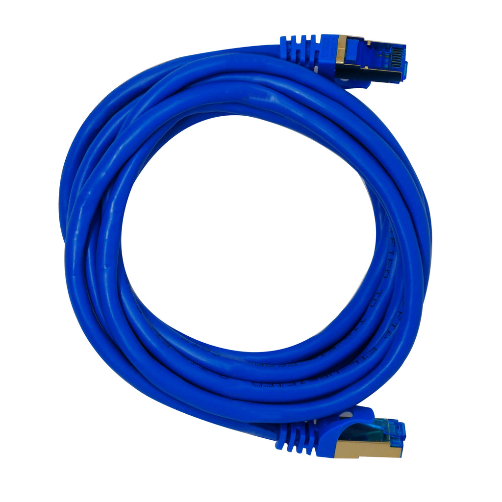 QualGear QG-CAT7R-10FT-BLU CAT 7 S/FTP Ethernet Cable Length 10 feet - 26 AWG, 10 Gbps, Gold Plated Contacts, RJ45, 99.99% OFC Copper, Color Blue