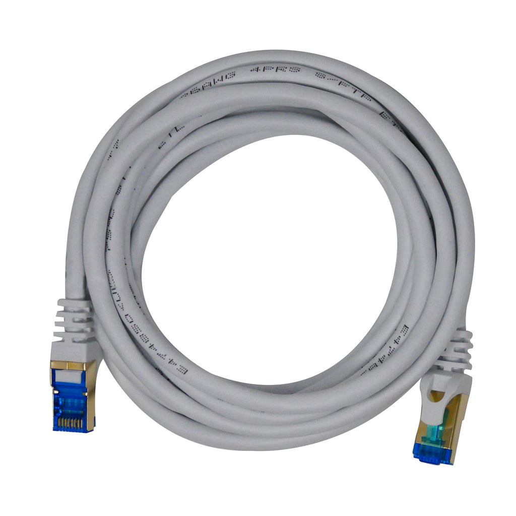 QualGear QG-CAT7R-10FT-WHT CAT 7 S/FTP Ethernet Cable Length 10 feet - 26 AWG, 10 Gbps, Gold Plated Contacts, RJ45, 99.99% OFC Copper, Color White