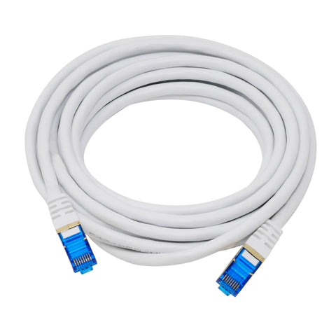 QualGear QG-CAT7R-15FT-WHT CAT 7 S/FTP Ethernet Cable Length 15 feet - 26 AWG, 10 Gbps, Gold Plated Contacts, RJ45, 99.99% OFC Copper, Color White